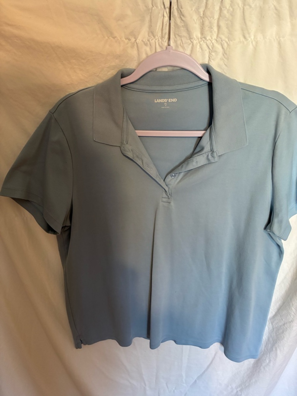 Lands' End Women's Pale Blue Short Sleeve Polo